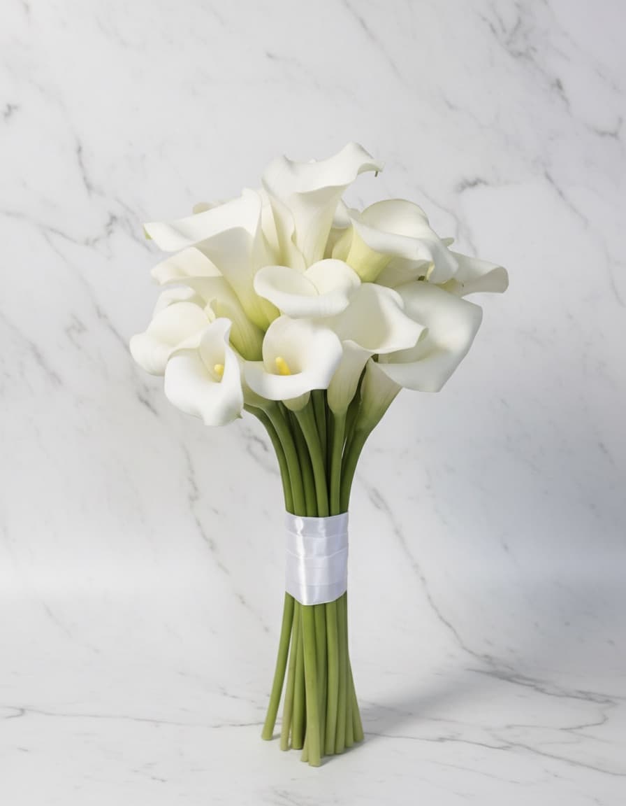 Flower arrangement photo with a clean digital backdrop